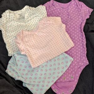 Carter's Floral Baby Onesies in Pink and White